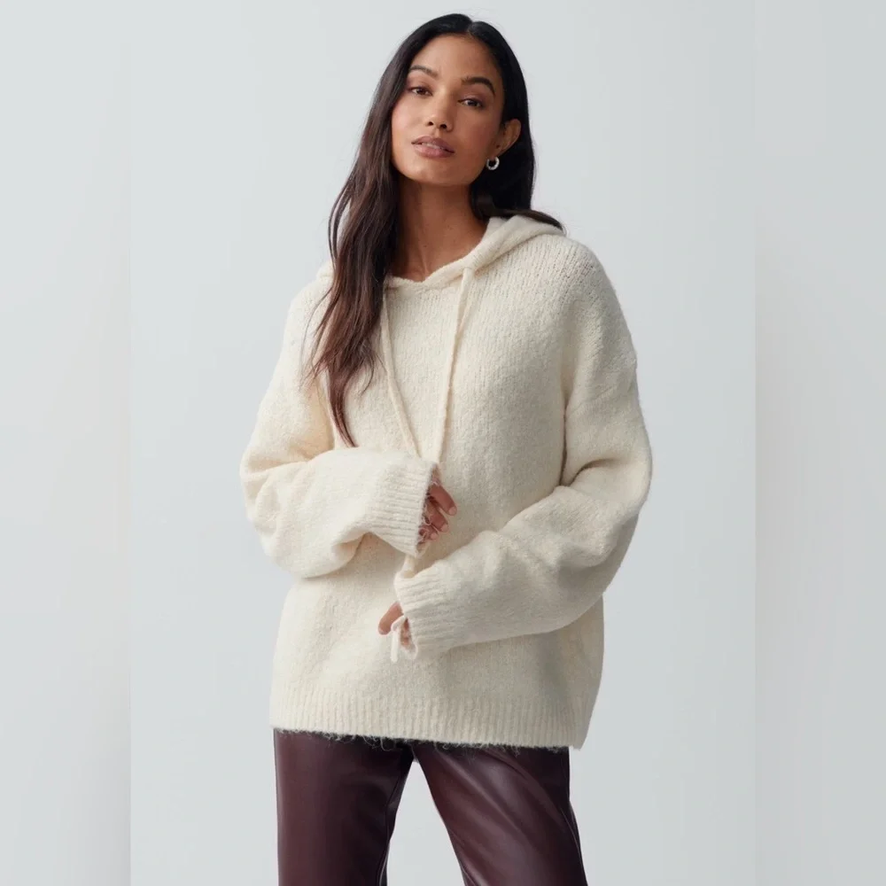J. Crew Cozy Cream Knit Sweater Hoodie